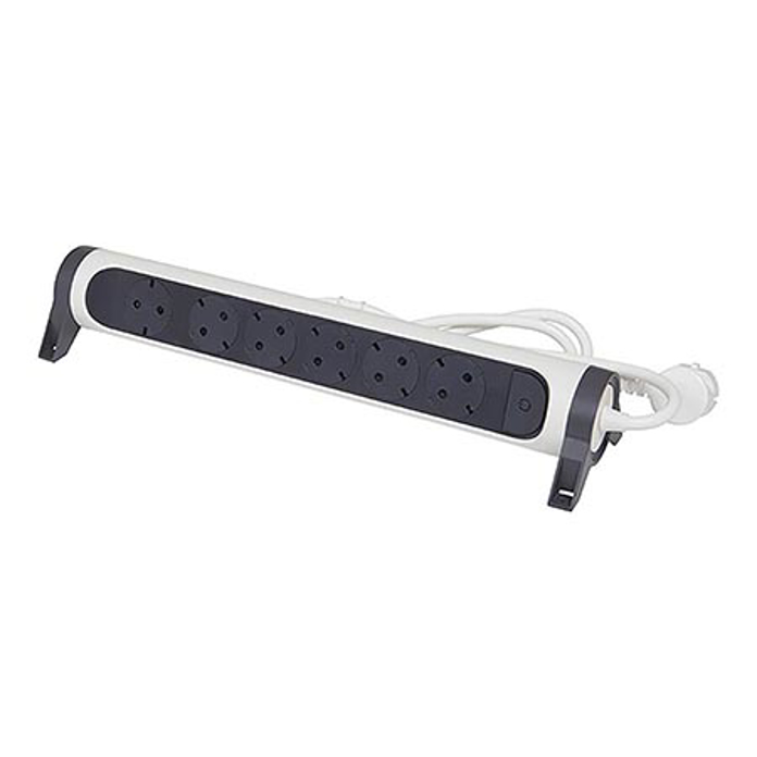 Slika Produžni kabl BLOK sa 6 utičnica 6×2P+E 3 m belo/tamno sivo Legrand 694539