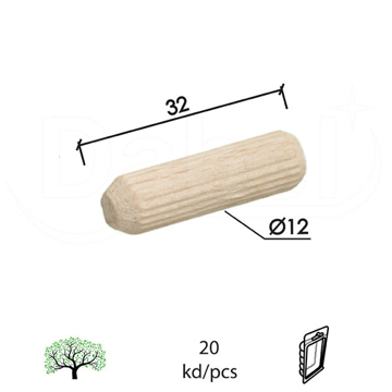 Slika Tipl drveni fi12x32mm rebrasti 20kom DBP1